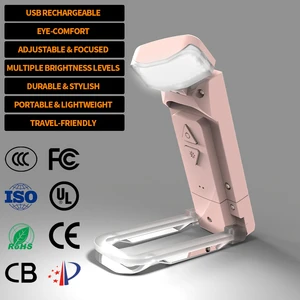 Portable Pink Mini Book Light LED USB Rechargeable Clip-on Lamp Convenient and Comfortable Reading Accessory