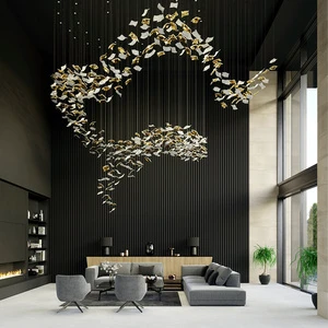 Custom Indoor LED Modern Hand Blown Glass Chandelier Spiral Shape Design Living Room Stair Glass Chandelier Light