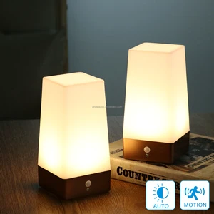 Square/Round Retro LED Night Light with PIR Motion Sensor Bedside Lamp for Home Bedroom Bathroom Hallway