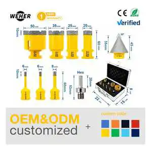 High-efficiency and Durable Drill Bit Kit (6/6/8/20/25/35/50mm + 35mm Chamfered Drill Bit + Adapter)suitable for Tile, Ceramics
