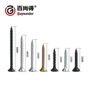 Gypsum Board Drywall Screw 25mm Carbon Steel Class 4.8 Sharp Point Black Phosphated Phillips Bugle Head Fine Thread Self Tapping
