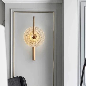 Wholesale Modern Ripple Glass LED Wall Light Coffee Shop Living Room Bedroom Atmosphere Decorative Round Wall Lamp