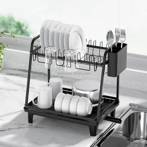 WIREKING Escurridor De Platos De 2 Niveles Con Function De Drenaje Automatico Estantes Fregadero De Cocina Para Utensilios Tabla