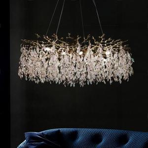 Luxury Aluminum Branch Crystal Chandelier Modern Villa Living Room Pendant Lamp Dining Bedroom Creative Design Art Lighting