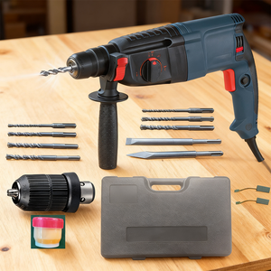 Vertak 4Function Industrial Rotary Hammer Drill Kit With Drill Bits & Chisels Heavy Duty Electric Hammer For Concrete Drilling