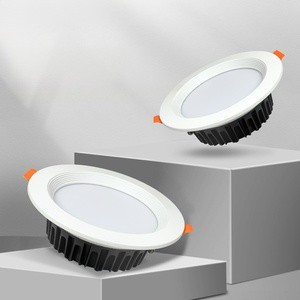 LED Aluminum Recessed Anti-Glare High Color Rendering High Brightness Indoor Lighting Round Domestic Commercial Downlights