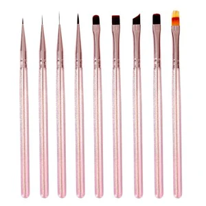 9Pcs Nail Art Brush Set Multifunctional Painting Liner Drawing Pen Nail Tip Display UV Gel DIY Painting Pen