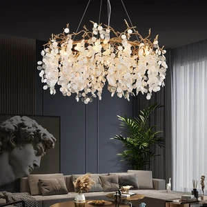 Creative Design Hanging Lamp Crystal Leaf Pendant Light Living Room Dining Tree Branch Chandelier for Home