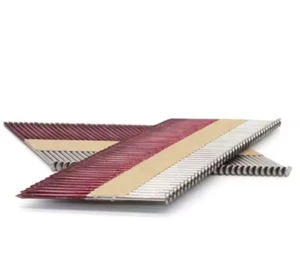 Framing Paper Strip Nails 34 Degree Galvanized Red Paint Color with Diamond Nail Tip D Head Customized Paper Tape 90mm