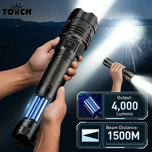 30W Ultra Long Range LED Flashlight Explosion Proof Tactical Torch Rechargeable Type-C High Power Spotlight for Search & Rescue