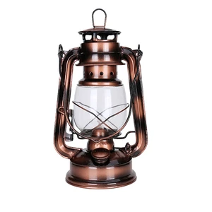 25cm Retro Outdoor Camping Kerosene LedLamp Portable Lantern Bronze Colored Oil Lamp Vintage Photo Props Outdoor Camping Lights
