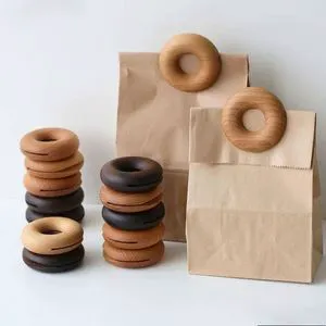 Solid Wood Sealing Clip Donut Retro Wooden Sealing Walnut Beech Wood Clip Office Snack Food Bag Clip