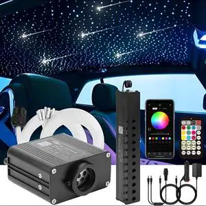 Remote Control 16W Meteor RGBW LED Fiber Optic Star Ceiling Light Water-Resistant App Control Car/Home Theater Starry Sky Lamp
