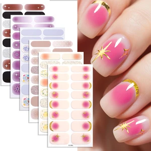 Nail Supplier Top Selling Colorful Glitter Gradient Crystal Nail Sticker Easy Apply OEM/ODM Non Toxic Nail Wraps