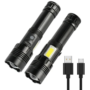 Led Aluminum Miniature 1000 Lumen Electric Camping Rechargeable Super Bright Searchlight Long Range COB Torch Light Flashlight