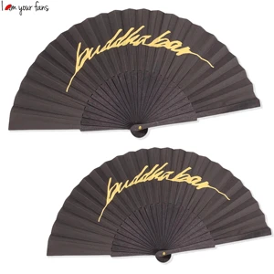 Abanico Personalizado Negro Al Por Mayor Abanico De Mano Plegable Elegancia Con Logo Personalizado Para Negocios Hoteles Eventos