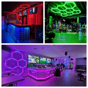 Diy Creative Bedroom Nordic Geometric Design Hexagonal Led Light Ceiling Rgb Stage Music Sound Lights