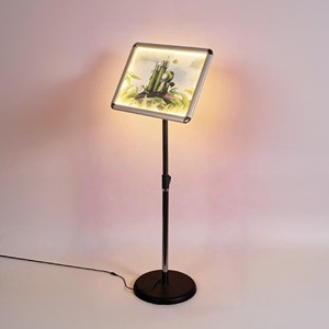 LED Backlit Floor Standing Signage Display A3 Size With Adjustable Height For Retail Store And Trade Show Promotion