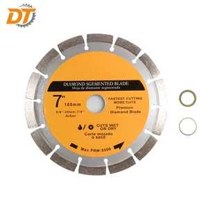 DT 7 Inch 180mm Segmented Saw Blade With 7/8in Adapter For Dry/Wet Cutting Concrete Masonry Brick Block Stone