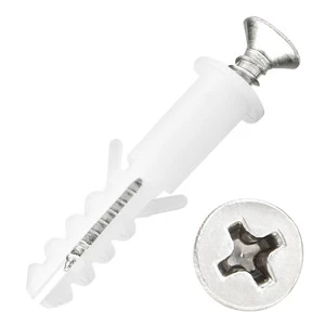 Plastic Expansion Screws & Plasterboard Plugs Self Tapping Screw for Construction ISO Metric Oval Head White Expansion Tube
