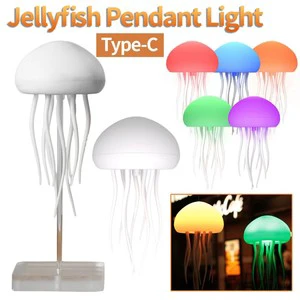 Smart USB Replaceable Night Light Table Lamp Jellyfish Design with Sound Control ABS Material Power Source Battery