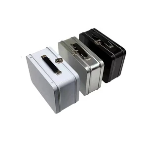 White Metal Storage Box with Lockable Latch - 205x150x100mm Portable Toolbox/Organizer