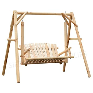 Popular Log Wood Porch Swing with Stand