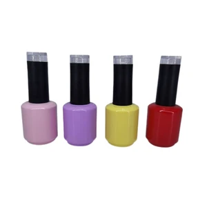 New Arrival 15 ml Black Empty Nail Gel Polish Bottle with Cap and Brush
