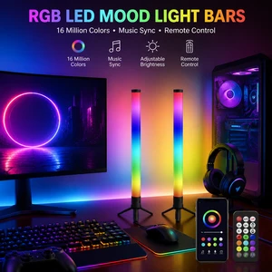 RGBIC Ambient LED Light Bar Floor Lamp Music Sync DIY Color Changing Light For Gaming Setup PC Backlight