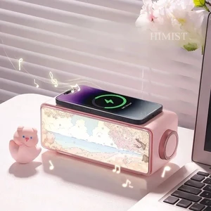 Wireless Charging Painting Light Lamp BT Speaker Desktop Art Painting Atmosphere Night Lights with White Noise for Home Gift