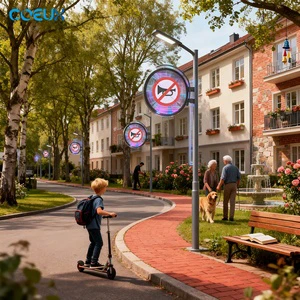 COEUX Customized Solar Street Light Pole 3D Holographic Display WIFI App Control Wireless Advertising LED Billboard Screen