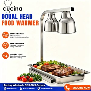 CUCINA Double Head Infrared Stainless Steel Food Heat Lamp Warmer for Buffet Restaurant Hotel Commercial Kitchen