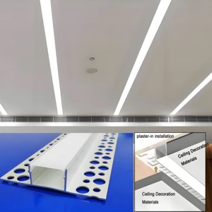 Aluminum LED Strip Profile For Recessed Ceiling Lighting Various Sizes Plaster In LED Installation Track With Diffuser Cover