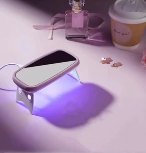 8W Foldable Mini UV Nail Dryer Lamp with Mirror Convenient Nail Curing Equipments