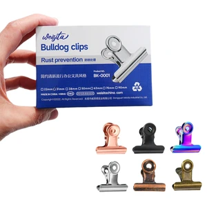 Wholesale Customized Stainless Steel School Office Stationery Letter Clips Spring Binder Clip Lanyards Bulldog Clip