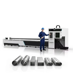 1500W CNC Fiber Laser Tube Cutting Machine Pipe Notching Slotting Piercing Cutter for HVAC Furniture Frames 6m Length
