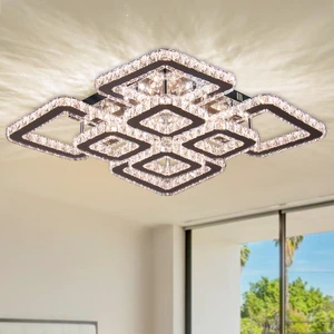 Luxury Design Indoor Decoration Square Crystal Interior Ceiling Lights Linear Lighting for Ceiling Ceiling Lights for Showroom