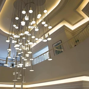 Custom Indoor LED Chandelier Modern Style DIY Metal Box Design Adjustable Height Pendant Light Remote Control Hotel Villa Mall