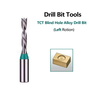 KAPLLOR TCT Blind Hole Drill Left-Handed Staggered Row Drill Bit 2MM Shank 57MM Length Wood Board Drilling Reaming Model