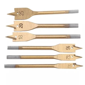 DZ Titanium Coated Hex Shank Centre Point Spade Flat Wood Drill Bit for Clean and Fast Wood Drilling
