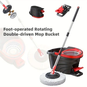 SP Berner Tornado Cleaning Bucket Pedal-Operated Rotating Wringer Easy Pour System Splash Guard 12 L Capacity Telescopic Handle