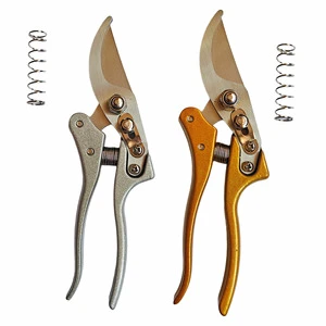 205mm Heavy Duty Manual Garden Pruning Shears 65MM Hardened Steel Blade Aluminum Alloy Gold Handle Fruit Tree Branch Cutter