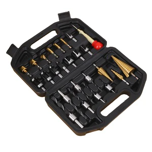 Leyi 26PC Combination Drill Bit Set 1/4 in Shank Metal Drilling Chamfering Plug Drill Center Punch Pagoda Hole Drills