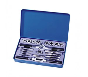 Portable 20pcs Titanium Coated Tap Die Set SAE Metric Combination Threading Kit T-Handle Wrench Garage Workshop Repair Services