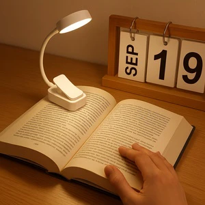 Flexible Gooseneck LED Reading Lamp Clip-on USB Rechargeable Desk Light with Adjustable Brightness Modern Simple