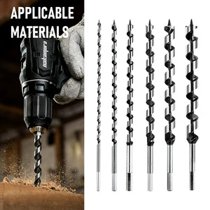 High Carbon Steel HEX Straight Shank Wood Twist Drill Auger Bit for Wood Drilling Deep Hole