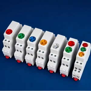 0.5P DIN Rail LED Indicator Light Modular Signal Lamp with Screw Terminal 24V IP20 White for MCB Distribution Box