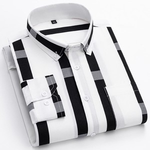 100% Polyester Men's Fashion Print Shirt Casual Long Sleeve Button Casual 2300