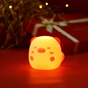 Portable Silicone Night Lamp for Kids Cute Bunny Animal Design USB Rechargeable Bedroom Light