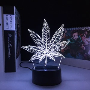 Leaf LED Night Light Box Night Lamp Product for Bedroom Decor Plug-In Rectangle Nightlight Birthday Gift Arylic Light Factory